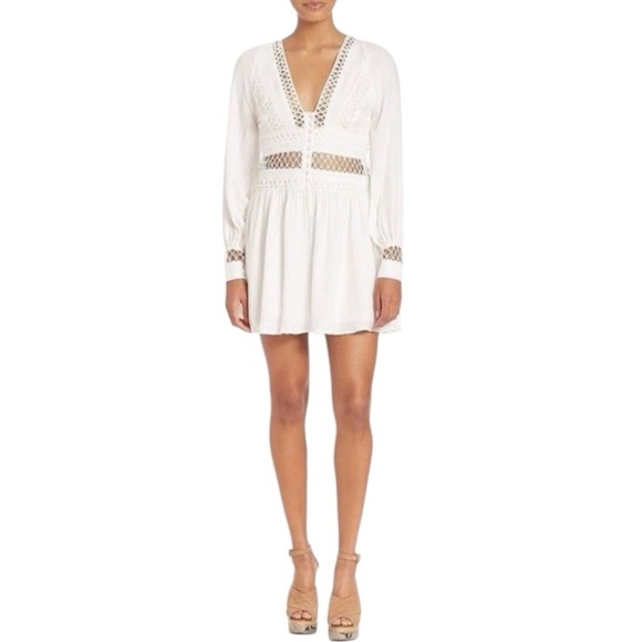 Free People Women’s Think I Love You Crochet Inset Mini Dress Size 10 - Picture 7 of 7